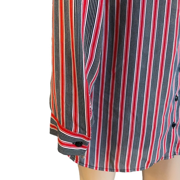 DR2 red black striped long sleeve retro button down shirt size medium - Picture 6 of 11